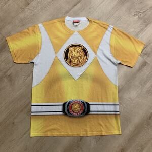 Saban's Power Rangers T-Shirt Yellow Ranger Graphic Polyester Tee Men's Large L